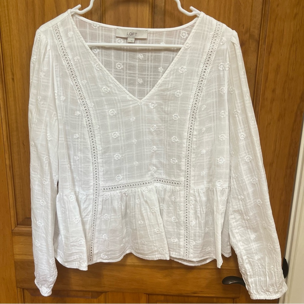 Loft White Blouse, Size L